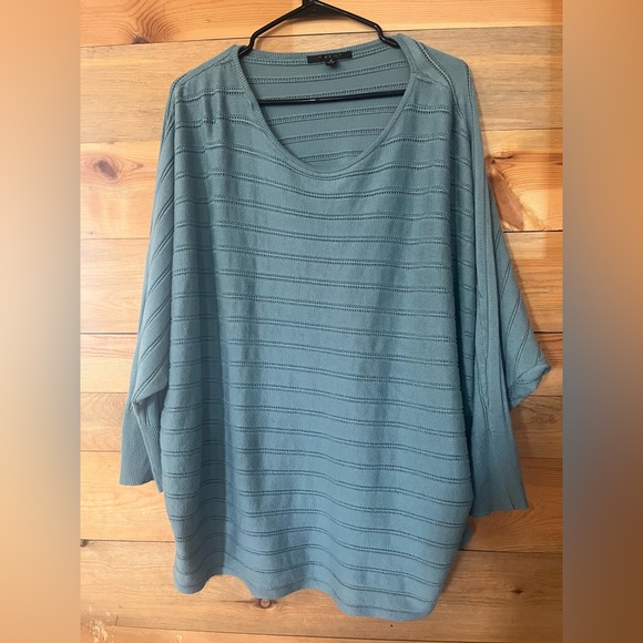Cyrus Blue Batwing 3/4 sleeve sweater 1X - Picture 4 of 4